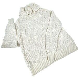 Oversized Slub Knit Free People Sweater Your SideSoft & Cozy Ivory Sz XS